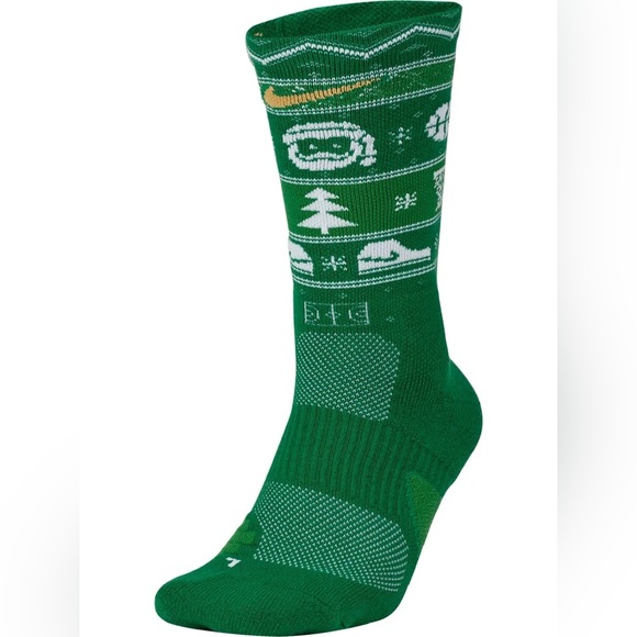 Nike Men's Elite Christmas Crew Socks (Clover/White/Club Gold  2 pairs included - Picture 1 of 3